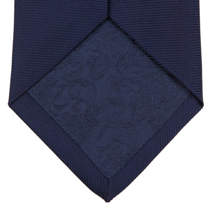 Navy Horizontal Twill Silk Tie Image 3