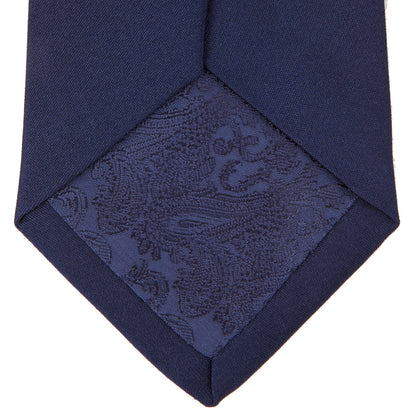 Navy Plain Satin Silk Tie Image 3