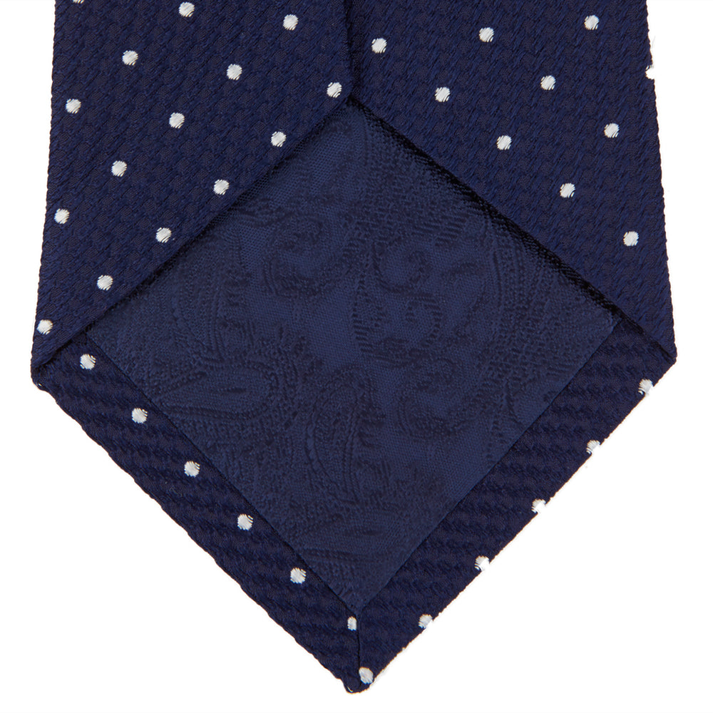 Navy and White Spot Lace Silk Tie