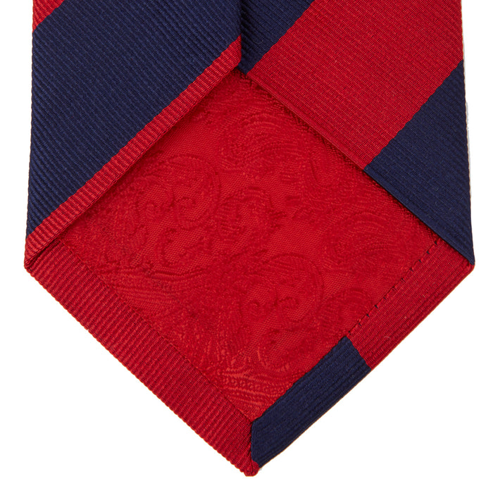 Navy and Red Block Stripe Repp Silk Tie Image 3