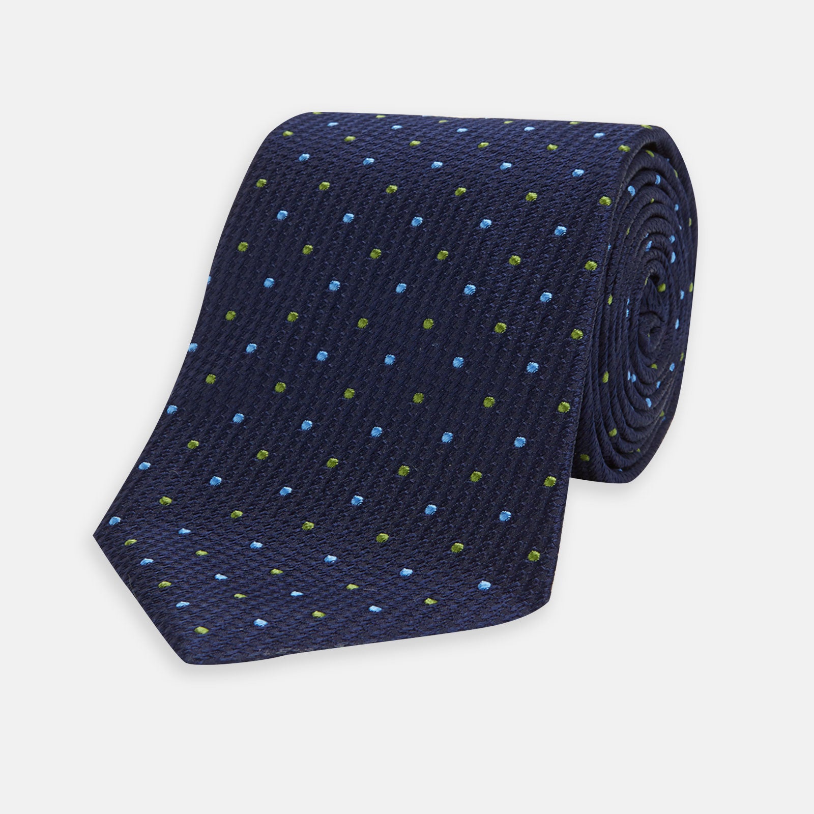 View 1 of product Navy, Blue & Green Spot Lace Silk Tie