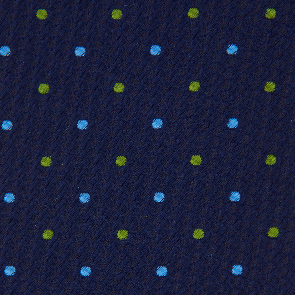 Navy, Blue & Green Spot Lace Silk Tie