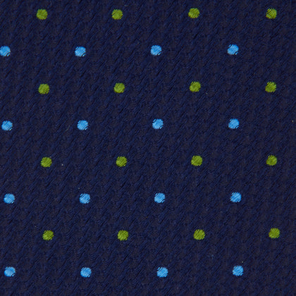 Navy, Blue & Green Spot Lace Silk Tie Image 2