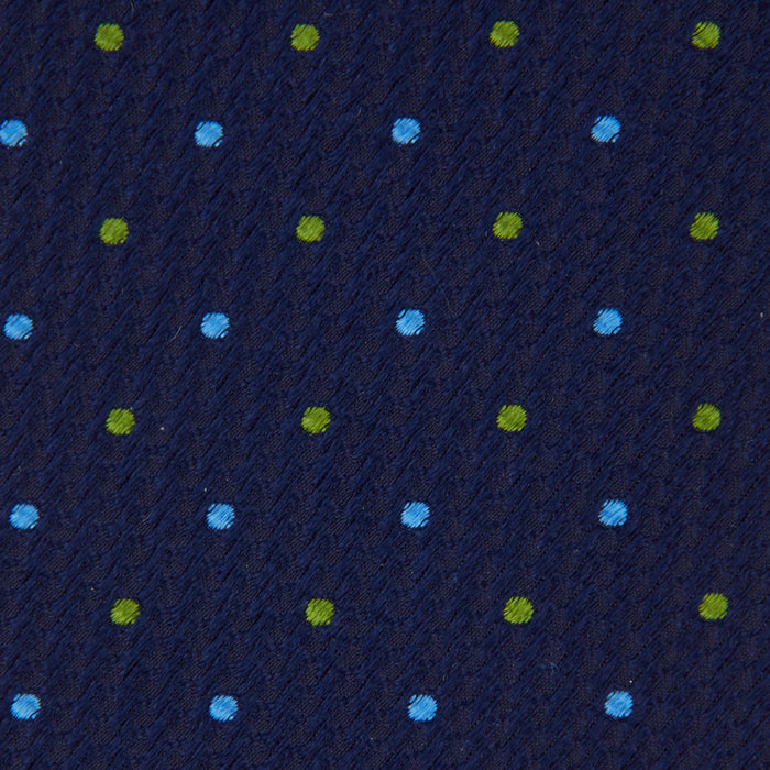 Navy, Blue & Green Spot Lace Silk Tie Image 2