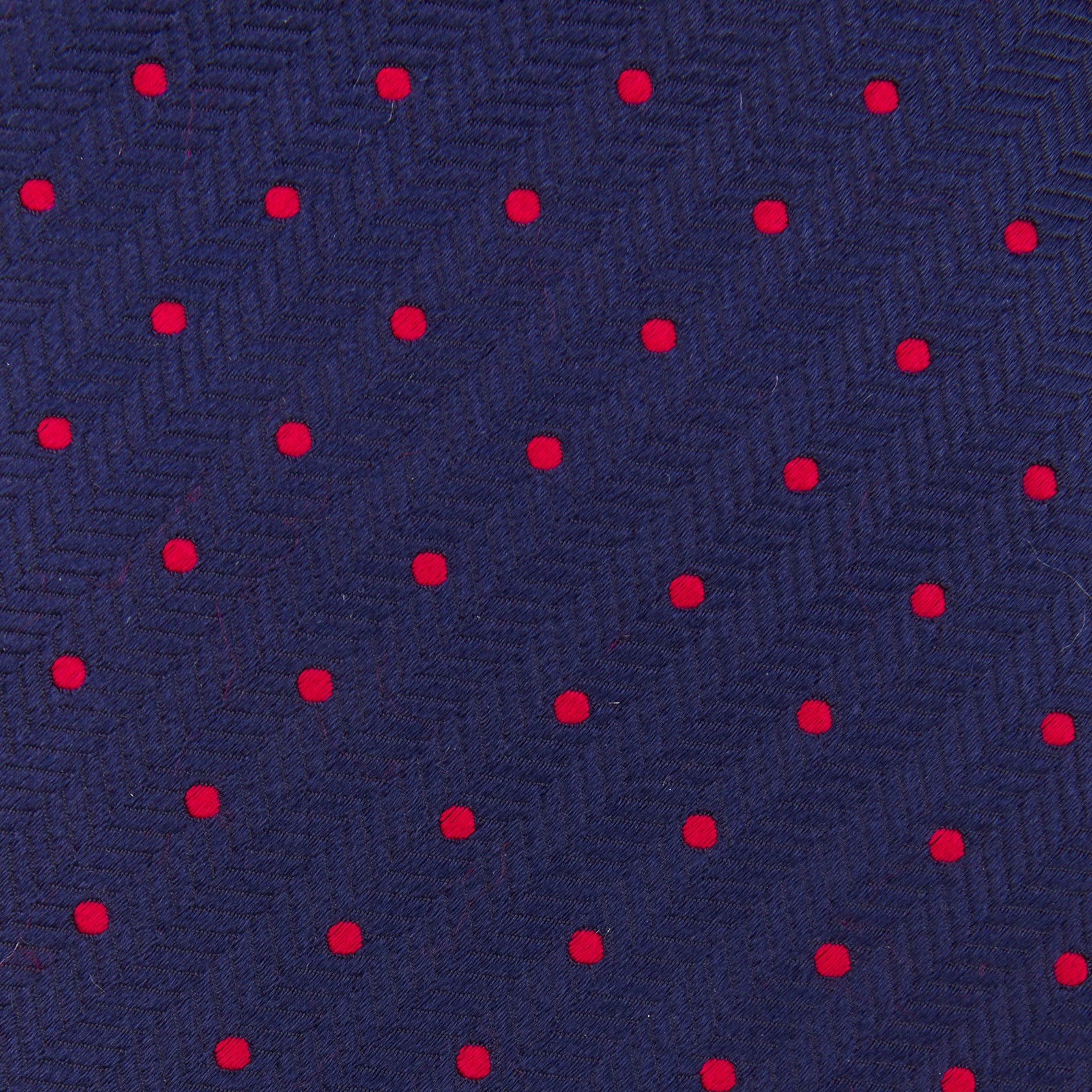 Navy and Red Small Spot Herringbone Silk Tie