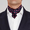 Navy and Pink Large Spot Silk Ascot Tie