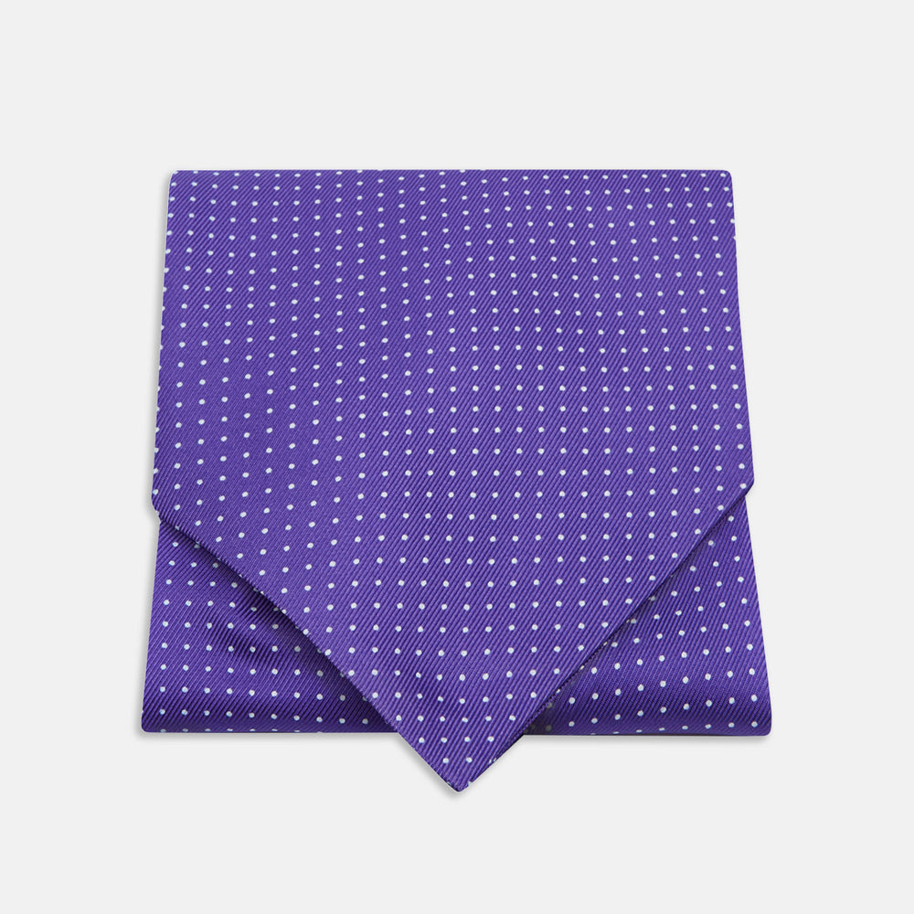 Purple and White Small Spot Ascot Tie