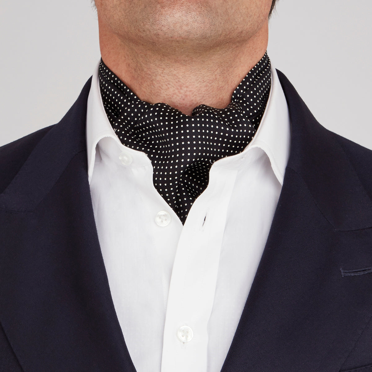 View 2 of product Black and White Mini Spot Silk Cravat