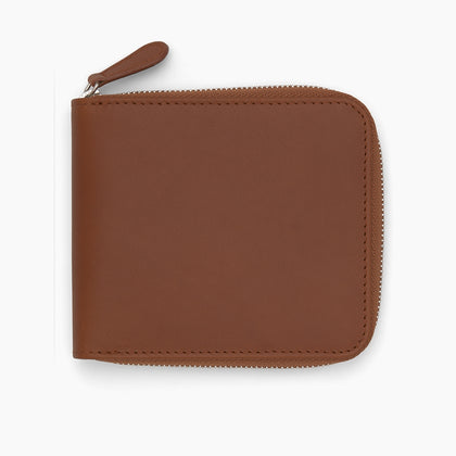 Light Tan Leather 8 C/C Zipped Wallet Image 2